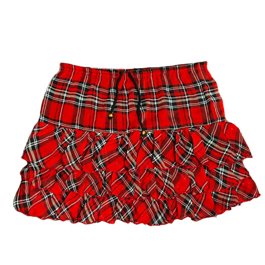Red plaid tiered skirt